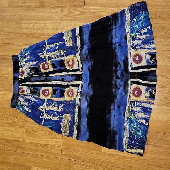 Vintage button front abstract pattern midi skirt sz 4 - Picture 1 of 3